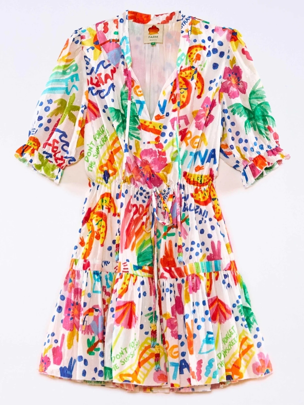 FARM Rio White Multi-Color Printed Mini Dress - Picture 3 of 5